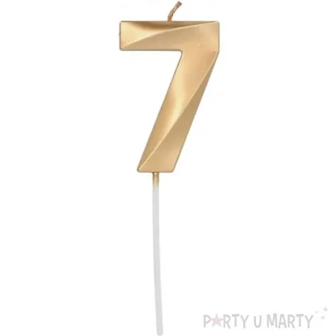 swieczka na tort cyfra 7 zlota folat 7 cm