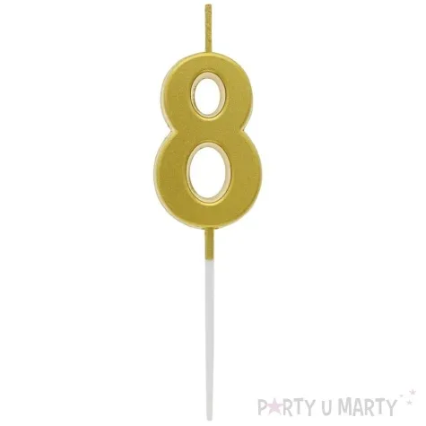 swieczka na tort cyfra 8 beauty charm piker zloty godan 9 5 cm
