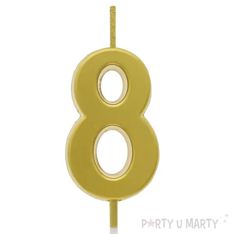 swieczka na tort cyfra 8 beauty charm piker zloty godan 9 5 cm