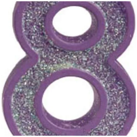 swieczka na tort cyfra 8 brokat fioletowa guirca 4 cm