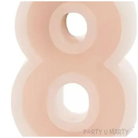 swieczka na tort cyfra 8 brudny roz partydeco 10 cm