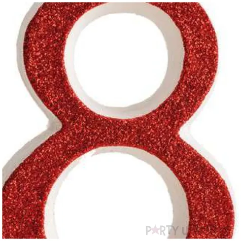 swieczka na tort cyfra 8 czerwona brokatowa dekora