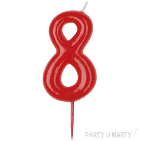 swieczka na tort cyfra 8 czerwona dekora 5 5 cm