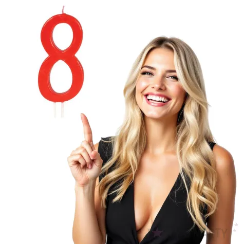 swieczka na tort cyfra 8 czerwona guirca 12 cm