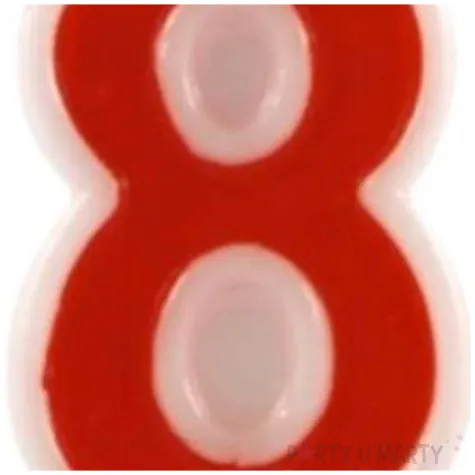 swieczka na tort cyfra 8 czerwona tamipol 7 5 cm