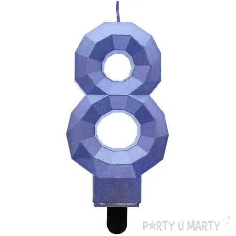 swieczka na tort cyfra 8 diament niebieska godan 7 6 cm