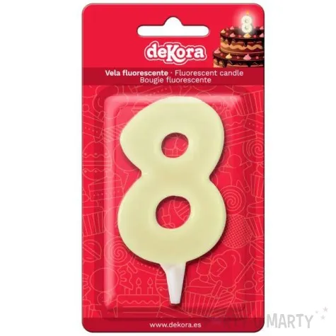 swieczka na tort cyfra 8 fluo dekora 6 cm