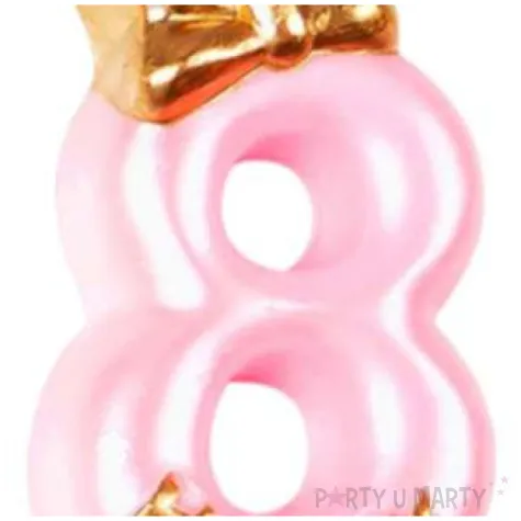 swieczka na tort cyfra 8 happy rozowa jasna jix 9 3 cm