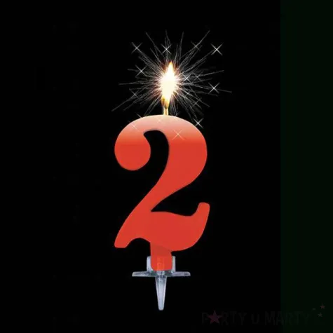 swieczka na tort cyfra 8 iskrzaca czerwona givi 9 5 cm