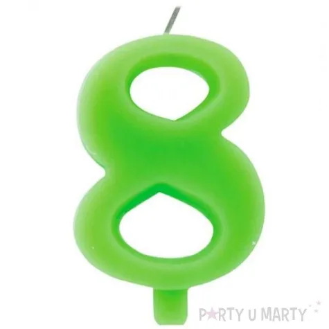 swieczka na tort cyfra 8 iskrzaca zielona givi 9 5 cm