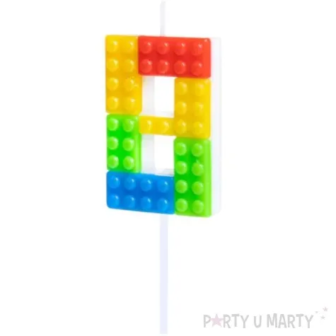 swieczka na tort cyfra 8 klocki mix partypal 11 cm