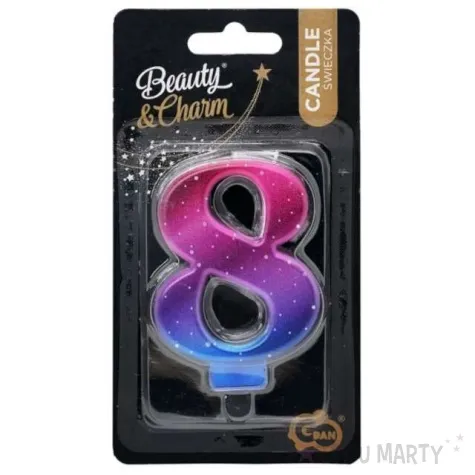 swieczka na tort cyfra 8 kosmos ombre godan 8 cm