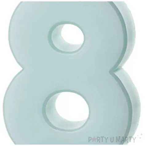 swieczka na tort cyfra 8 niebieski partydeco 10 cm