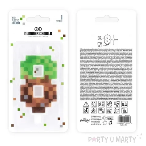swieczka na tort cyfra 8 piksele partypal 15 cm