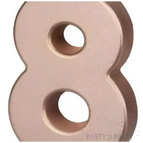 swieczka na tort cyfra 8 rose gold partydeco 9 cm