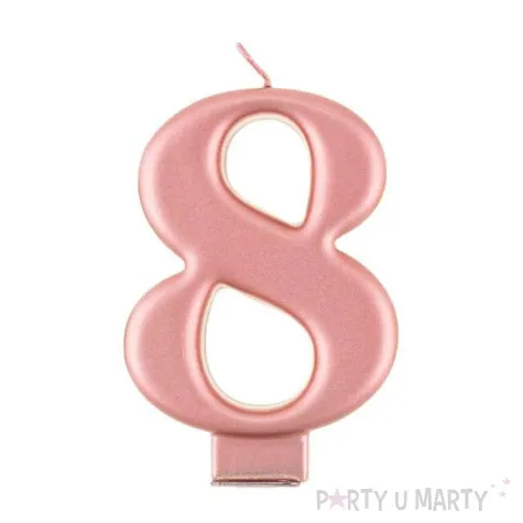 swieczka na tort cyfra 8 rozowe zloto godan