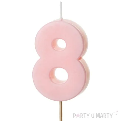 swieczka na tort cyfra 8 rozowy partydeco 10 cm