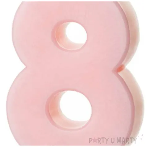 swieczka na tort cyfra 8 rozowy partydeco 10 cm