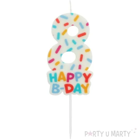 swieczka na tort cyfra 8 sprinkles folat 11 cm