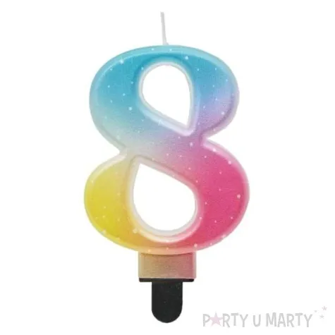 swieczka na tort cyfra 8 teczowa godan 8 cm