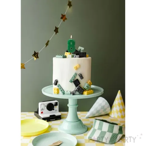 swieczka na tort cyfra 8 zielony partydeco 6 cm