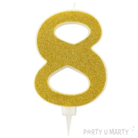 swieczka na tort cyfra 8 zlota brokatowa givi 15 5 cm