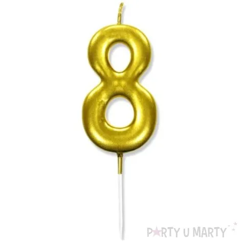 swieczka na tort cyfra 8 zlota dekoracjepolska 6 5 cm