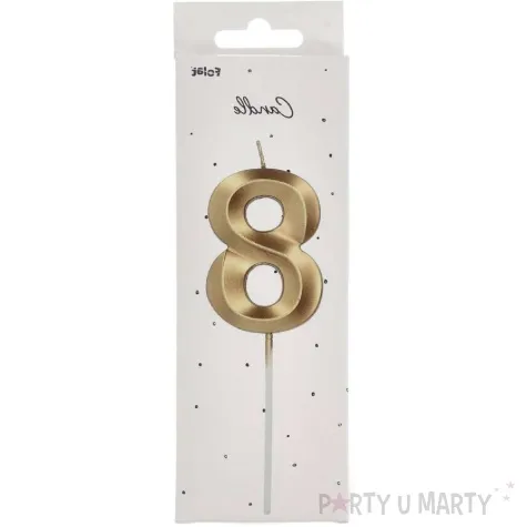swieczka na tort cyfra 8 zlota folat 14 5 cm