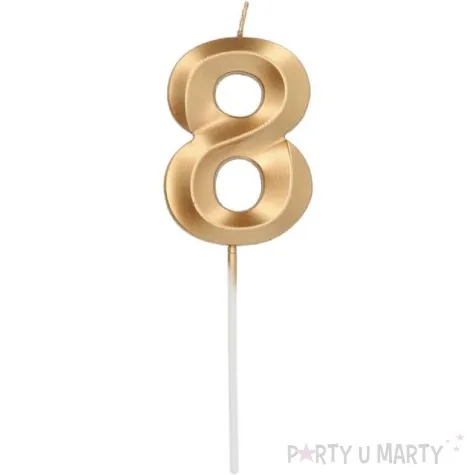 swieczka na tort cyfra 8 zlota folat 7 cm