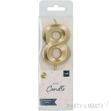swieczka na tort cyfra 8 zlota folat 7 cm