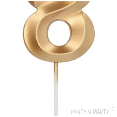 swieczka na tort cyfra 8 zlota folat 7 cm