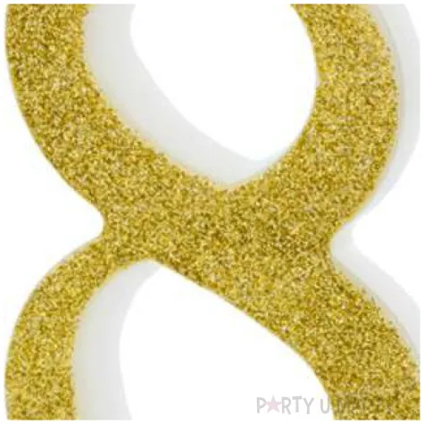 swieczka na tort cyfra 8 zlota partydeco 1 szt