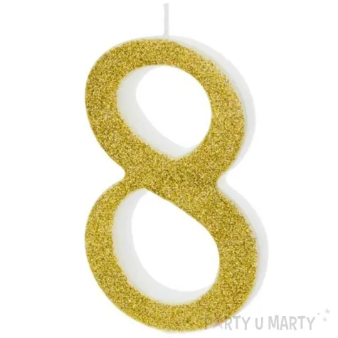 swieczka na tort cyfra 8 zlota partydeco 1 szt