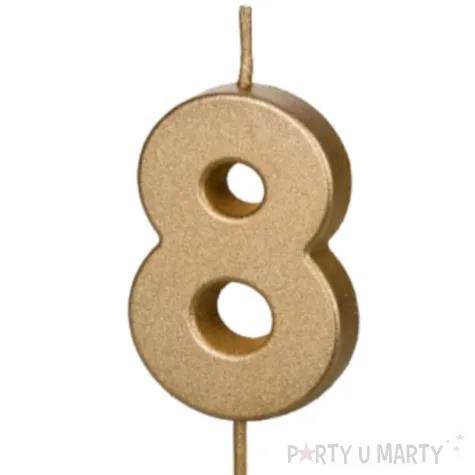 swieczka na tort cyfra 8 zloty partydeco 4 5 cm