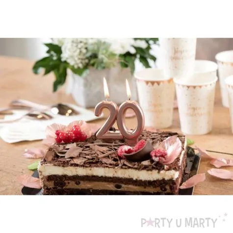swieczka na tort cyfra 80 rozowe zloto santex 9 cm