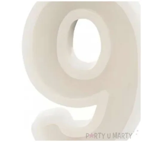 swieczka na tort cyfra 9 bezowy partydeco 10 cm