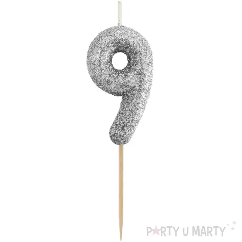 swieczka na tort cyfra 9 brokat piker czarny godan 11 5 cm