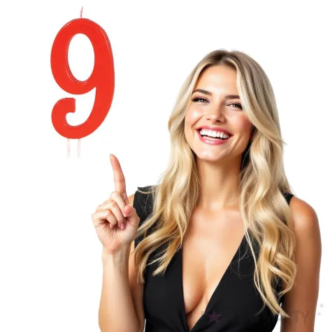 swieczka na tort cyfra 9 czerwona guirca 12 cm