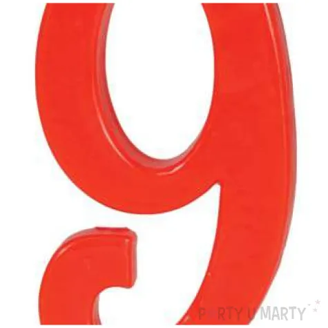 swieczka na tort cyfra 9 czerwona guirca 12 cm