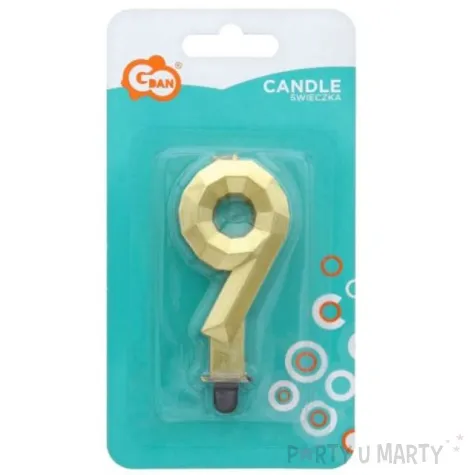 swieczka na tort cyfra 9 diament zlota godan 7 6 cm