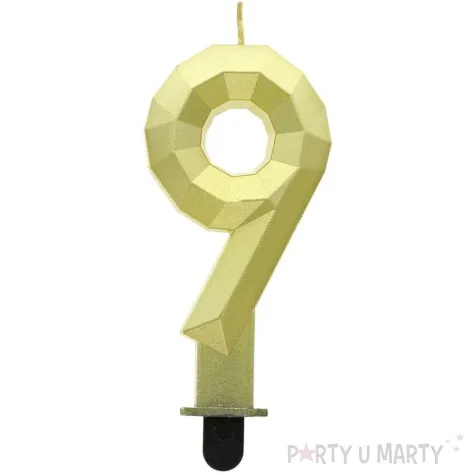 swieczka na tort cyfra 9 diament zlota godan 7 6 cm