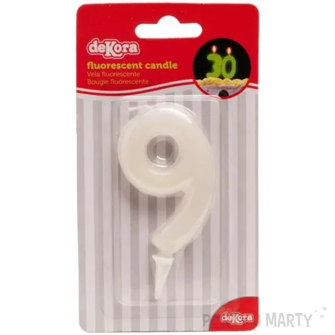 swieczka na tort cyfra 9 fluo dekora 6 cm