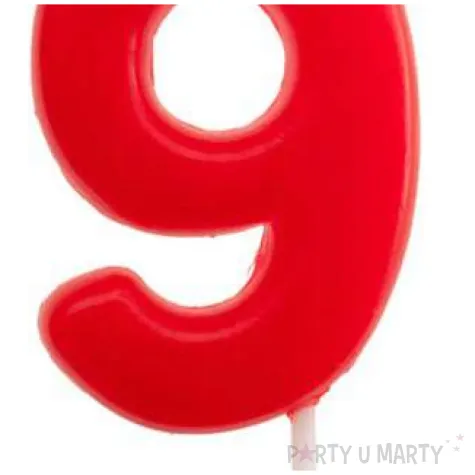 swieczka na tort cyfra 9 glober czerwona dekora 5 5 cm
