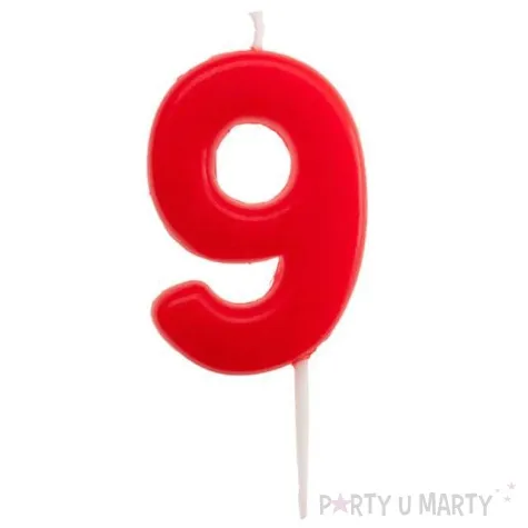 swieczka na tort cyfra 9 glober czerwona dekora 5 5 cm