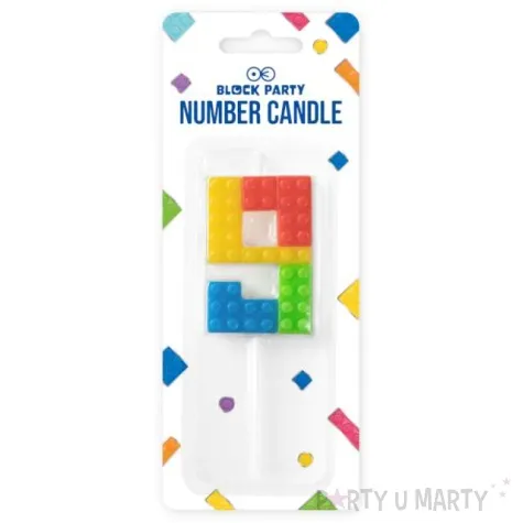 swieczka na tort cyfra 9 klocki mix partypal 11 cm