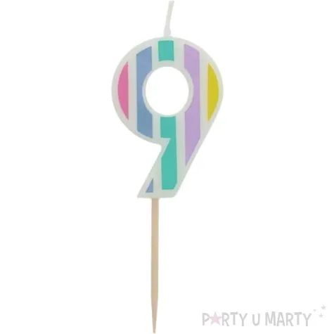 swieczka na tort cyfra 9 mix folat 5 cm