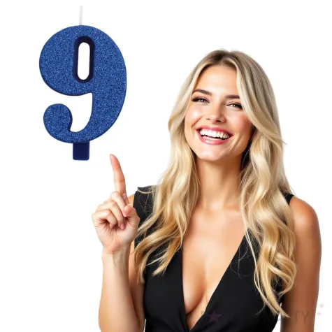 swieczka na tort cyfra 9 niebieska brokatowa givi 9 5 cm