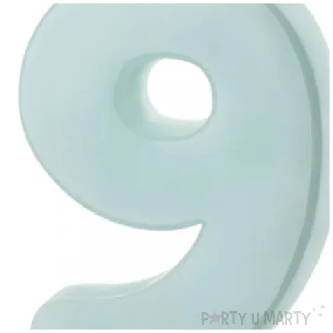 swieczka na tort cyfra 9 niebieski partydeco 10 cm