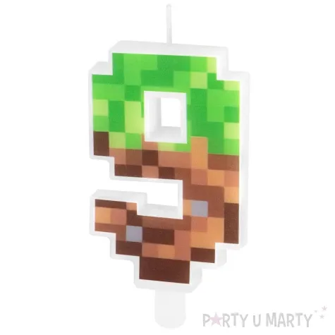 swieczka na tort cyfra 9 piksele partypal 15 cm