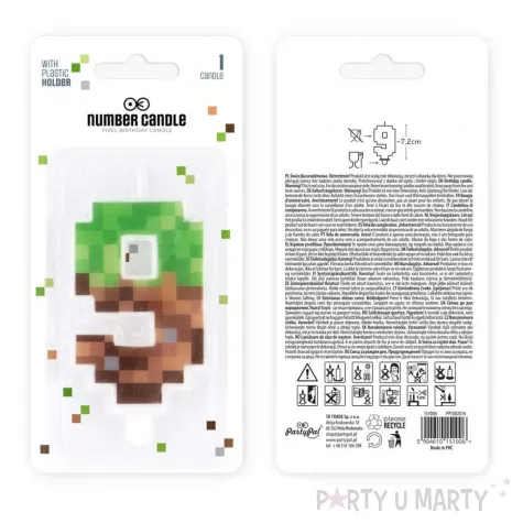 swieczka na tort cyfra 9 piksele partypal 15 cm
